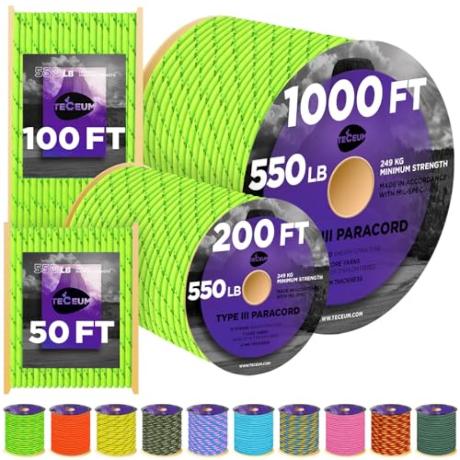 Para Cord 1000Ft - Reflective Paracord Rope 1000 1000ft/200ft/100ft/50ft 40+