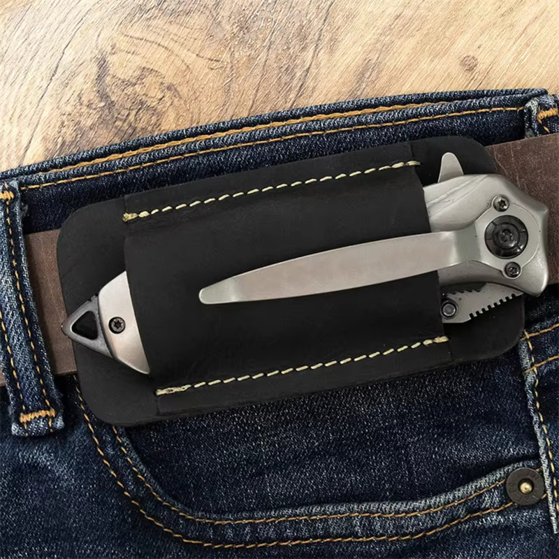 Fire Starting Kit - Genuine Leather EDC Folding Knife Sheath
