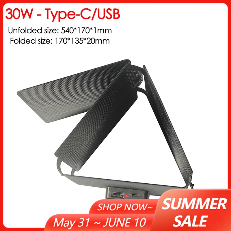 Solar Emergency Charger - 30W 60W Foldable Solar Panel Battery