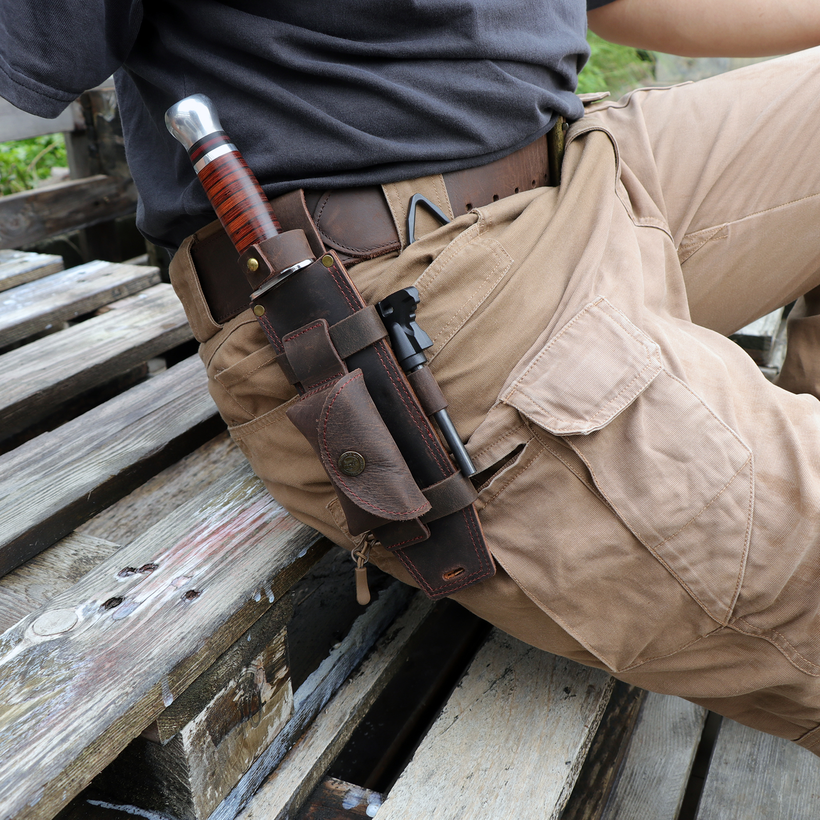 Tourbon Camping Leather thKnif - Bushcraft Knife Fixed avaliação e preço