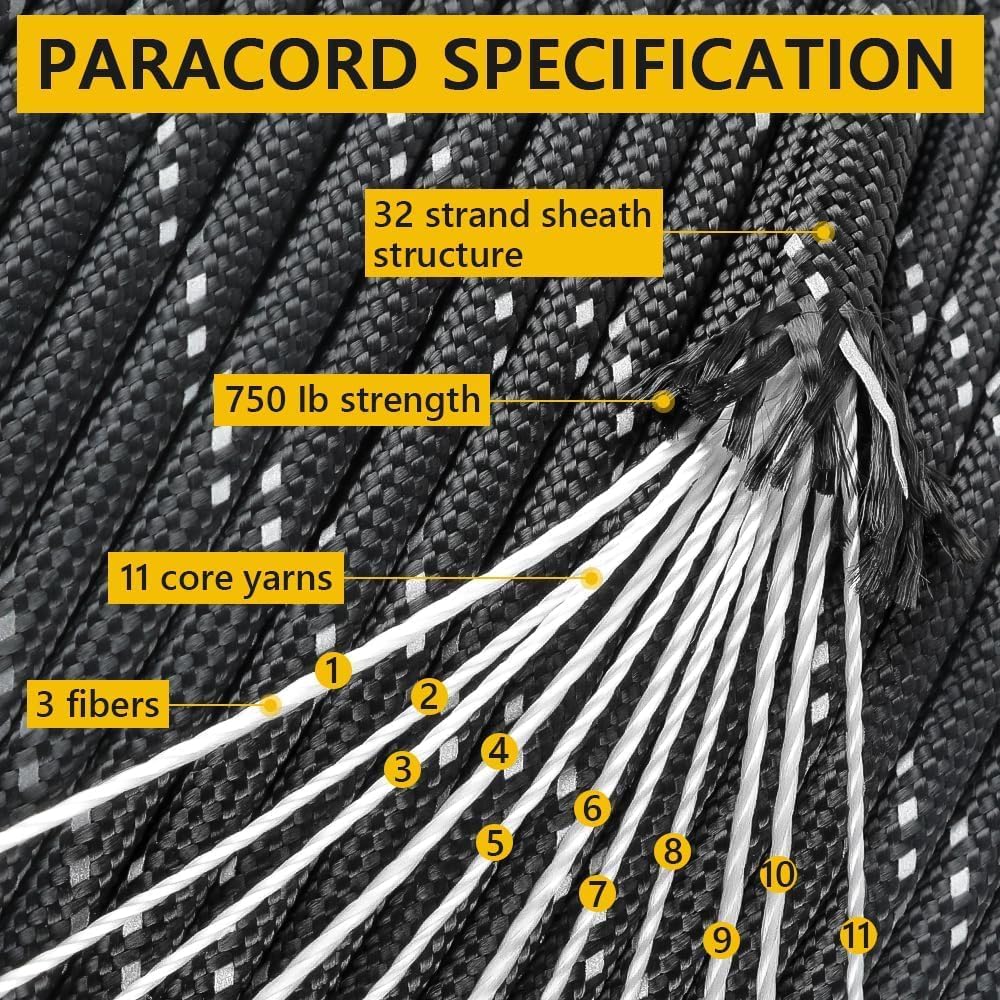 750lb Reflective Paracord Rope - Para Cord 1000Ft avaliação e preço