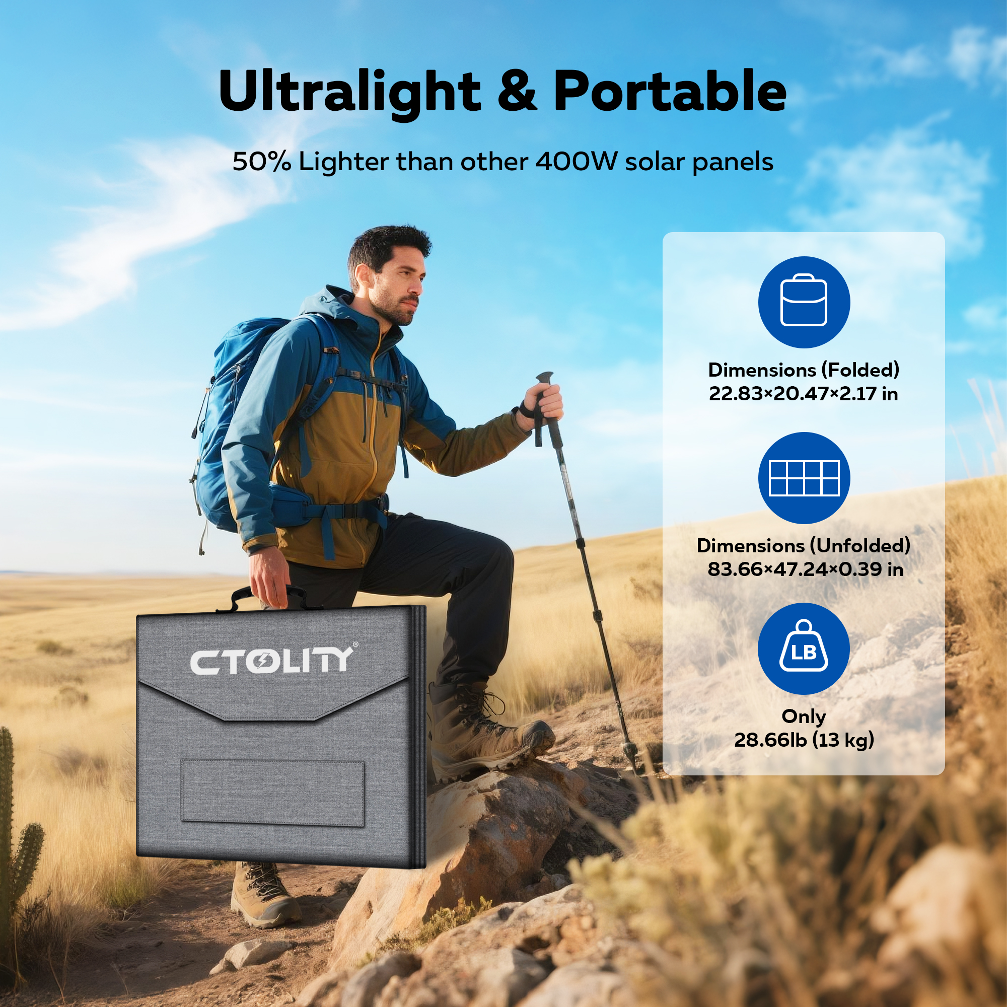 CTOLITY SP400 Portable Solar P - Solar Emergency Charger avaliação e preço