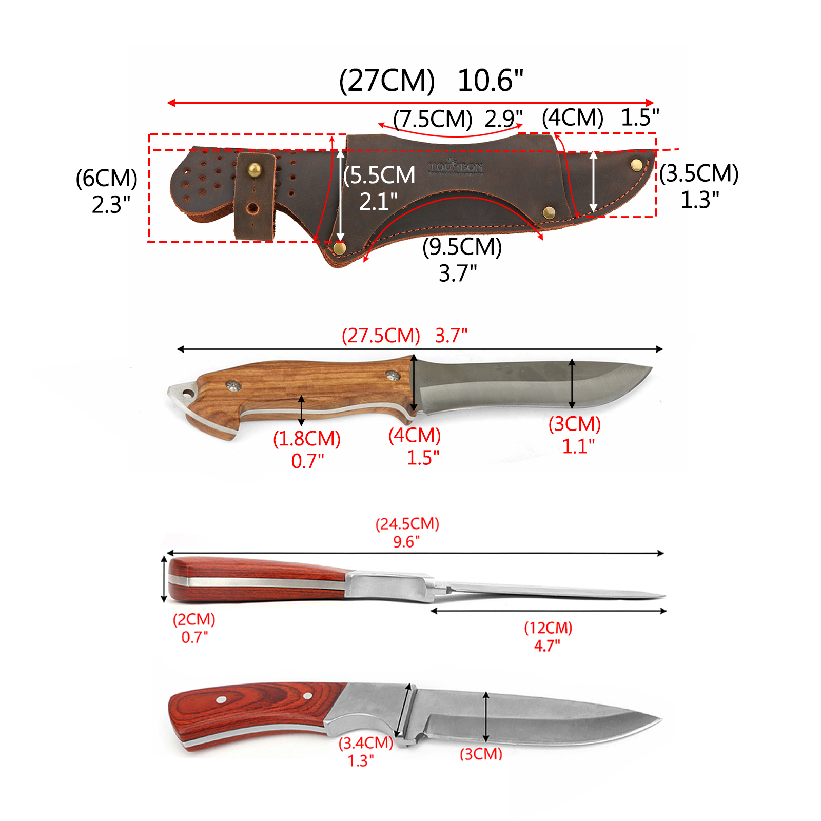 Tourbon Leather Tool Fixed Bla - Bushcraft Knife Fixed avaliação e preço