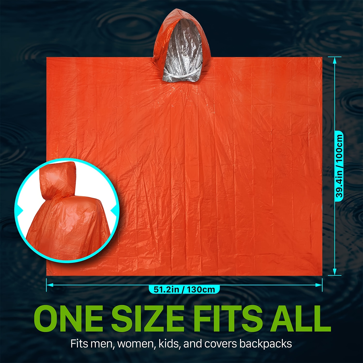 Emergency Survival Rain Poncho - Survival Blanket Reflective avaliação e preço