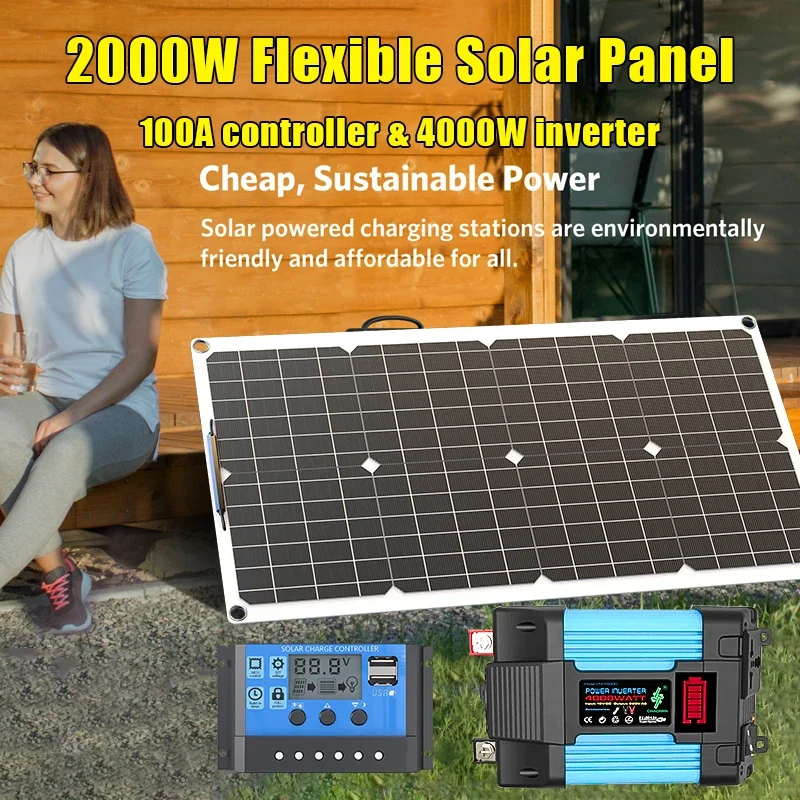 4000W Solar Panel Kit 12V To 1 - Solar Emergency Charger avaliação e preço